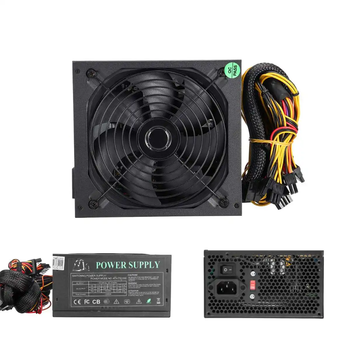1200 Вт PFC PC источник питания 140 мм тихий светодиодный вентилятор 24 Pin PCI PSU SATA 6Pin 4Pin ATX