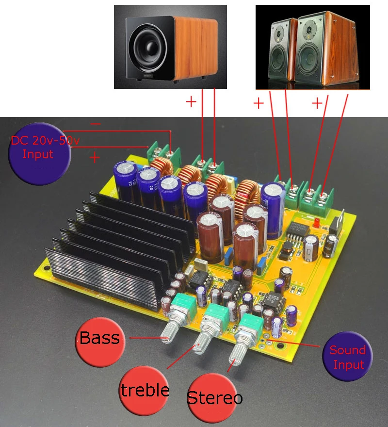 Hifivv аудио 2 1 канала 300 Вт + 150 TAS5630 Класс D Цифровой Усилитель мощности доска Hi Fi
