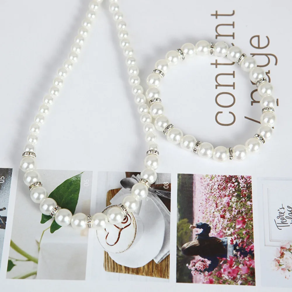 Имитация жемчуга хрусталя Свадебные украшения набор колье Fine jewelry вечерние