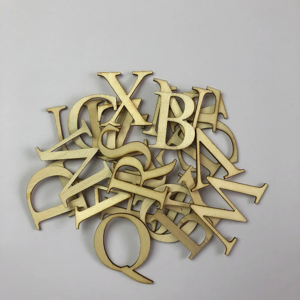

Happymems 260pcs/set 3-4cm A-Z English Cute Words For Birthday Party Wood Shapes DIY Decoration Wooden Letter Crafts