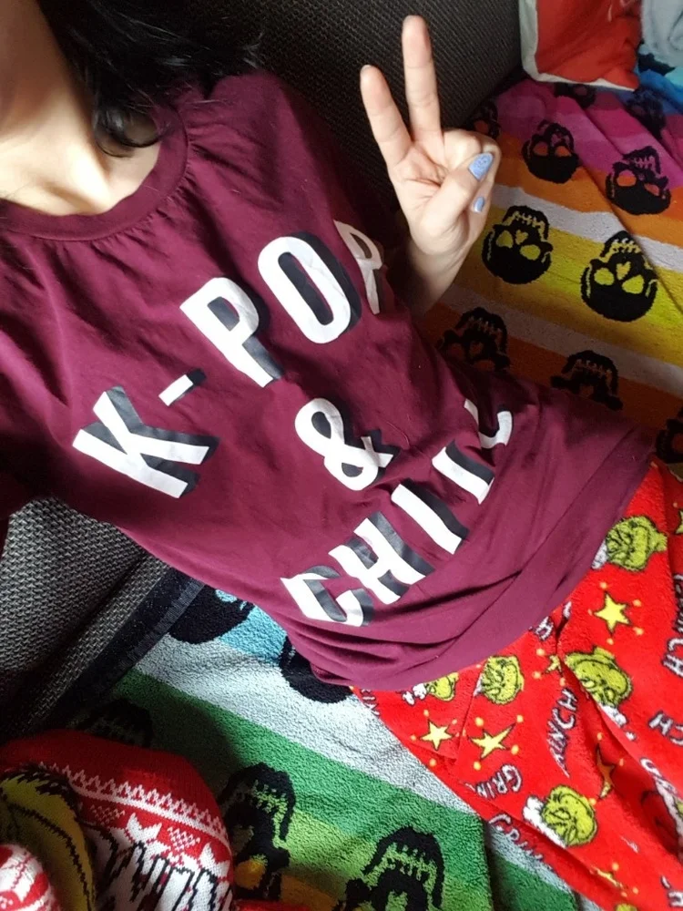 Fashionshow JF K POP & CHILL Женская корейская мода Pop футболка BTS EXO Fans графическая бордовая