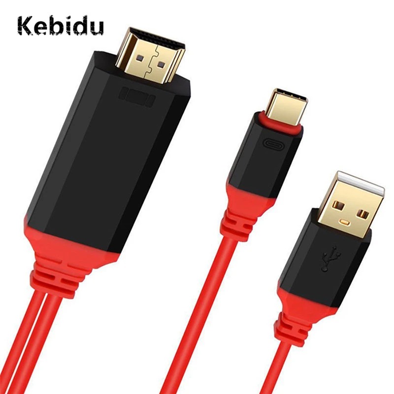 Kebidu Тип C на HDMI совместимость с USB 3 1 для Мобильный телефон Смартфон HD 1080P 4 к