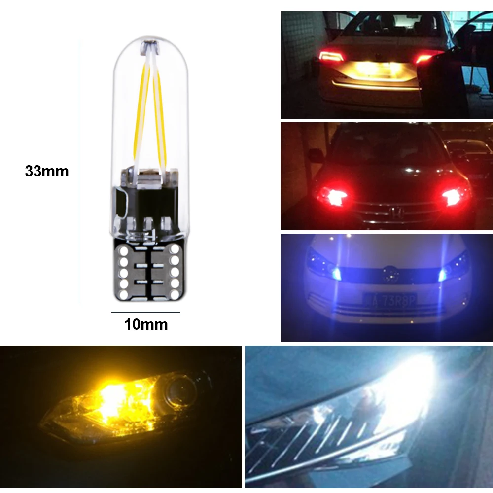 2x LED t10 w5w motorcylce light led filament car motor scooter clearance license plate instrument lamp parking bulb 12V ambient |