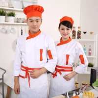 autumnwinter restaurant long sleeve white orange chef jacket coffee bar man woman cook suit hotel classic chefs jacket