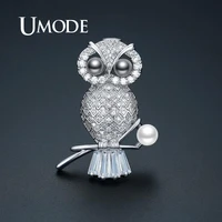 umode luxury cz crystal new owl pearl brooches for women brooch pins jewelry suit clothes clips accessories ux0014b