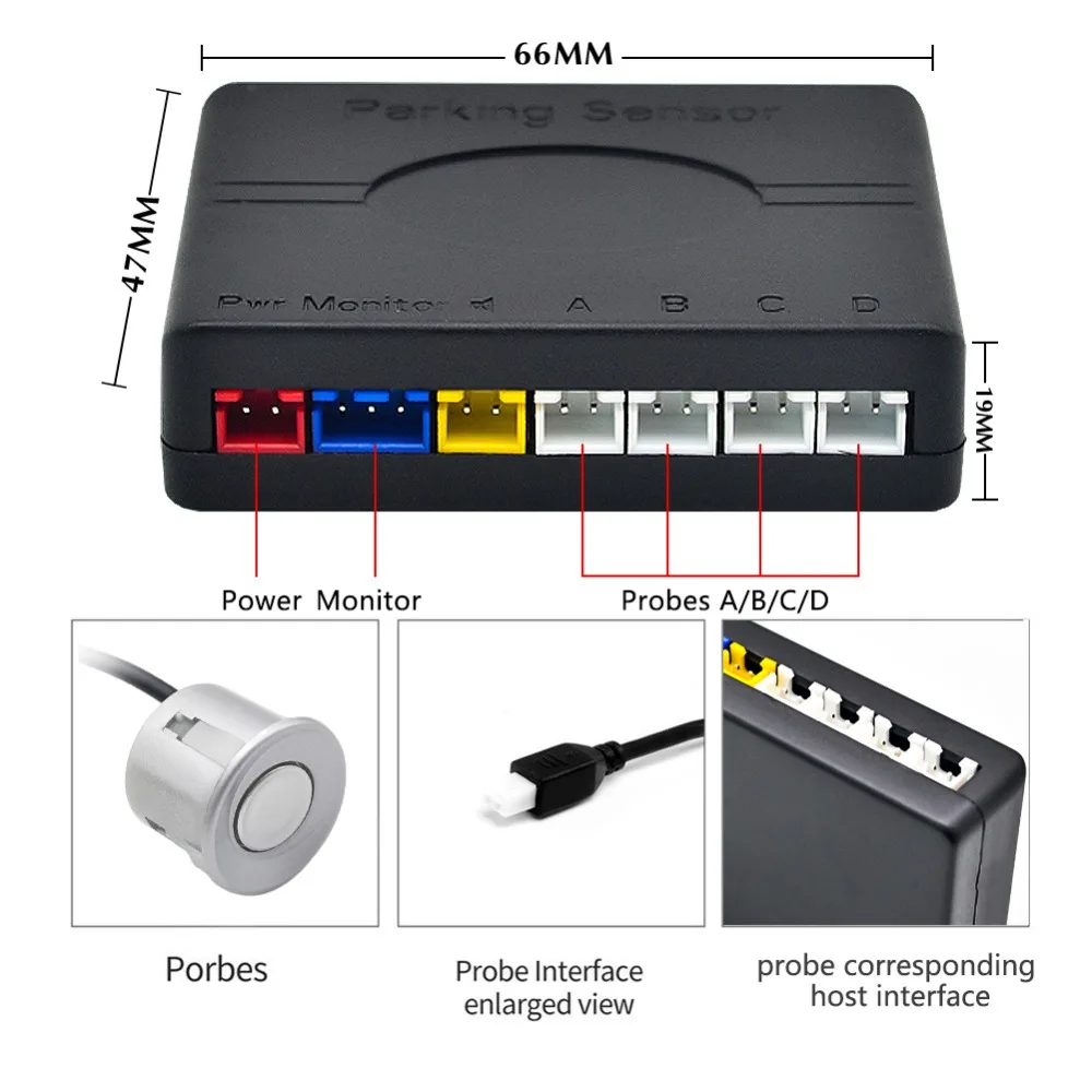 Автомобильный комплект светодиодных датчиков парковки с 4 датчиками обратного