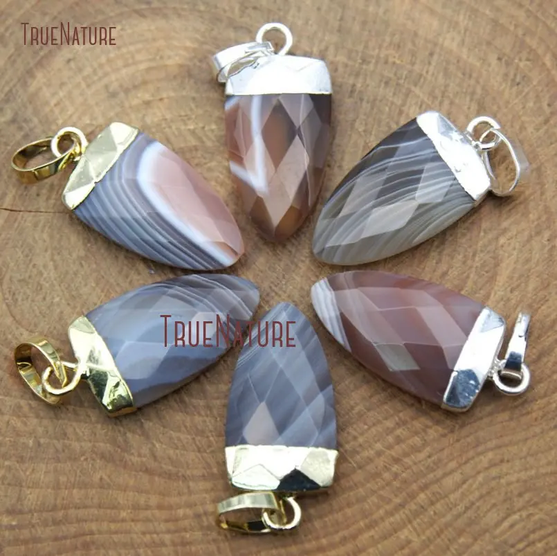 

Fashionable Jewelry Sale Purple Agates Natural Stone Tiny Pendant Gold Silver Bail Dagger Bezel Shape Charm In 22*10 mm PM9773