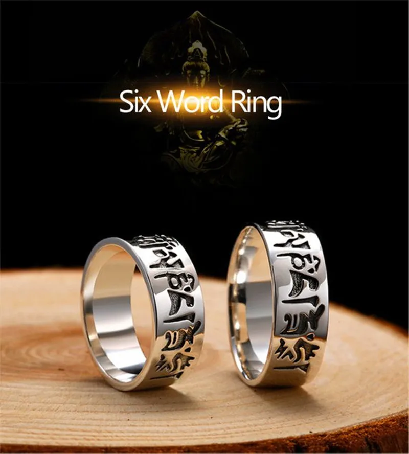 Silver 925 Mantra Ring Yoga Buddhist Buddha Engraved Ethnic Tribal Sanskrit Oxide Sterling Thai | Украшения и аксессуары