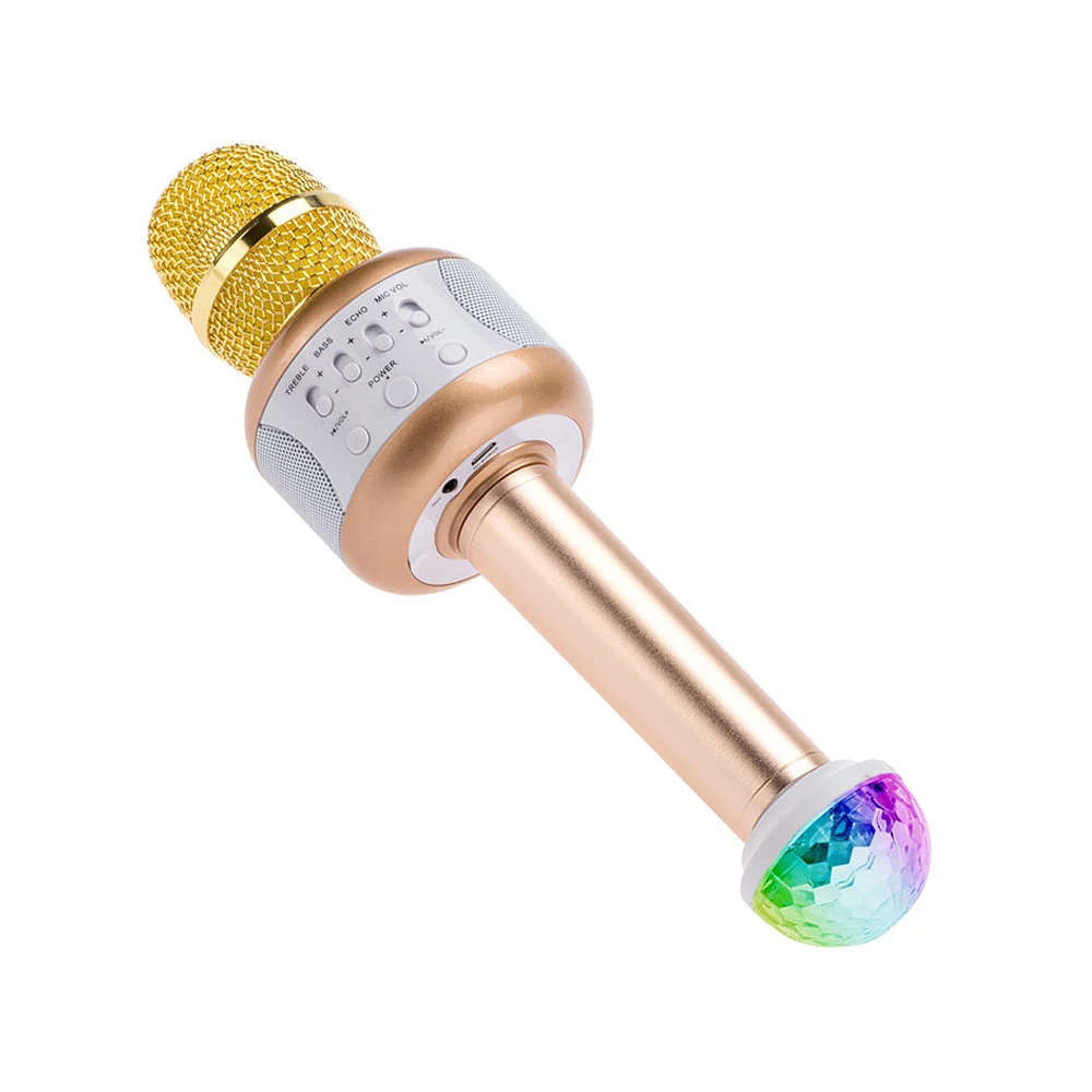 E106 караоке микрофон Беспроводной Bluetooth Динамик Mikrofon с дискотека огни Портативный
