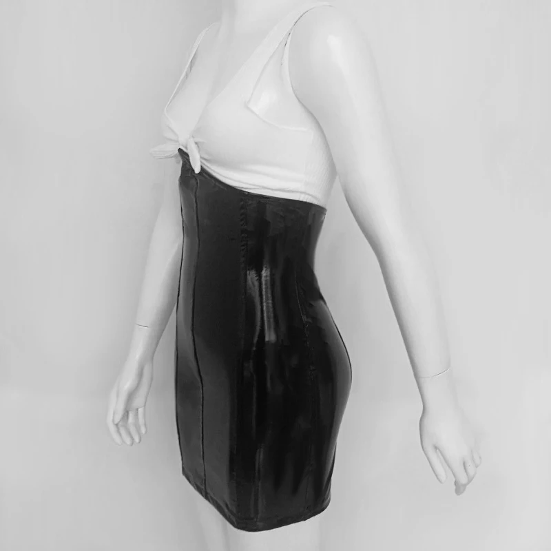 Women Skirt Lady Polyurethane Leather Pencil Black Mini 2018 Hot | Женская одежда