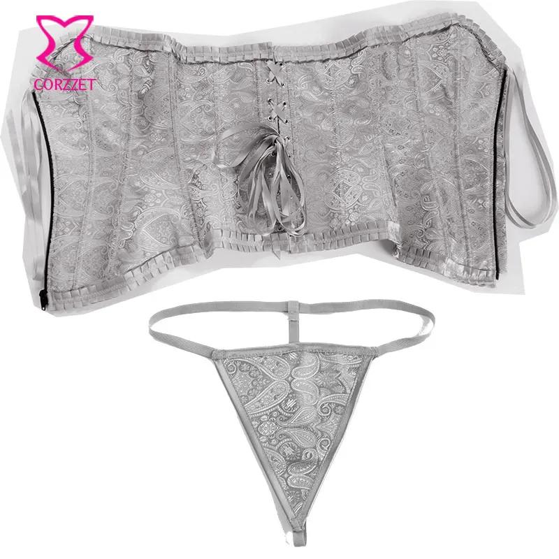 Женский корсет бюстье Burlesque из парчи с узорным рисунком обвалом укороченный Топ