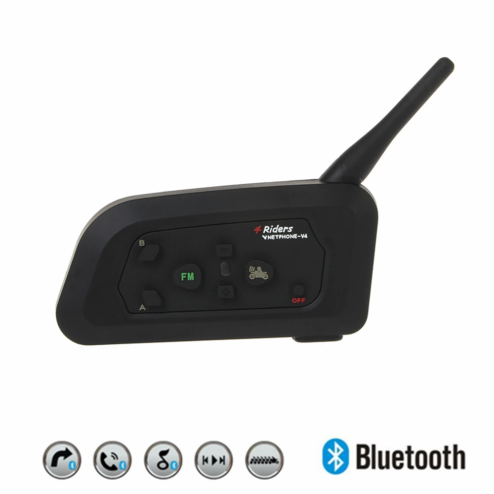 Bluetooth гарнитура V4 для мотоцикла и велосипеда 1200 м|4 riders|bike interphonebluetooth motorcycle |