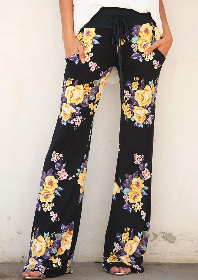 

2021women's clothing printed wide leg pants Floral Print Women Pants Loose Casual Beach Summer Long Trousers stretch waist pants