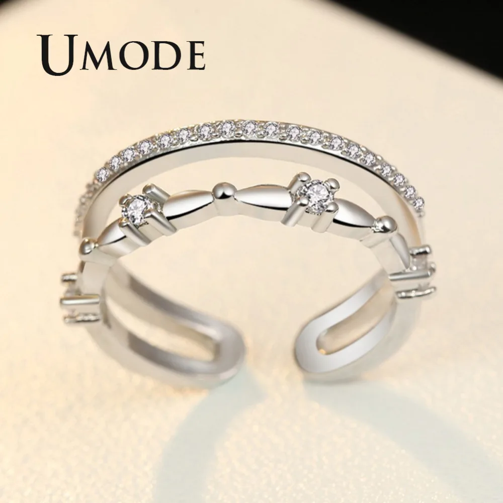 Модное циркониевое кольцо UMODE для женщин ювелирные изделия из белого золота