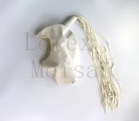 100 natural latex fetish hoods with latex pigtail and open face in white color for adults