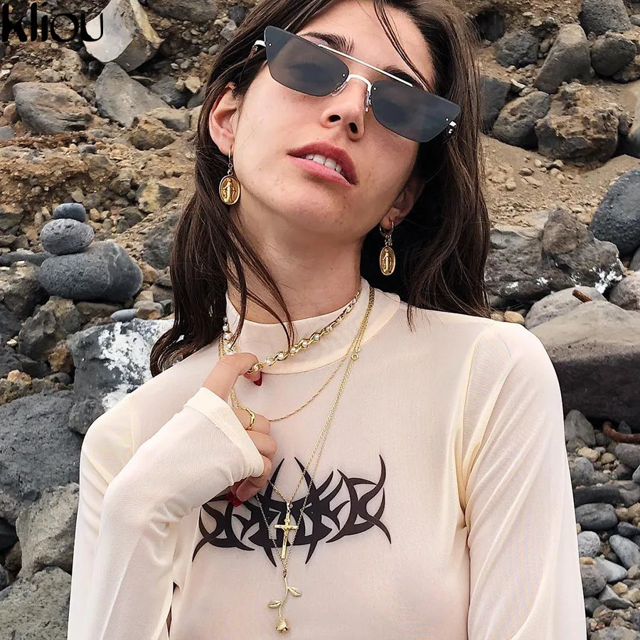 Weirdgirl, сексуальная Водолазка с длинным рукавом, укороченная футболка, тройники, лето-осень, Женская Новая мода, просвечивающие повседневные топы, футболки