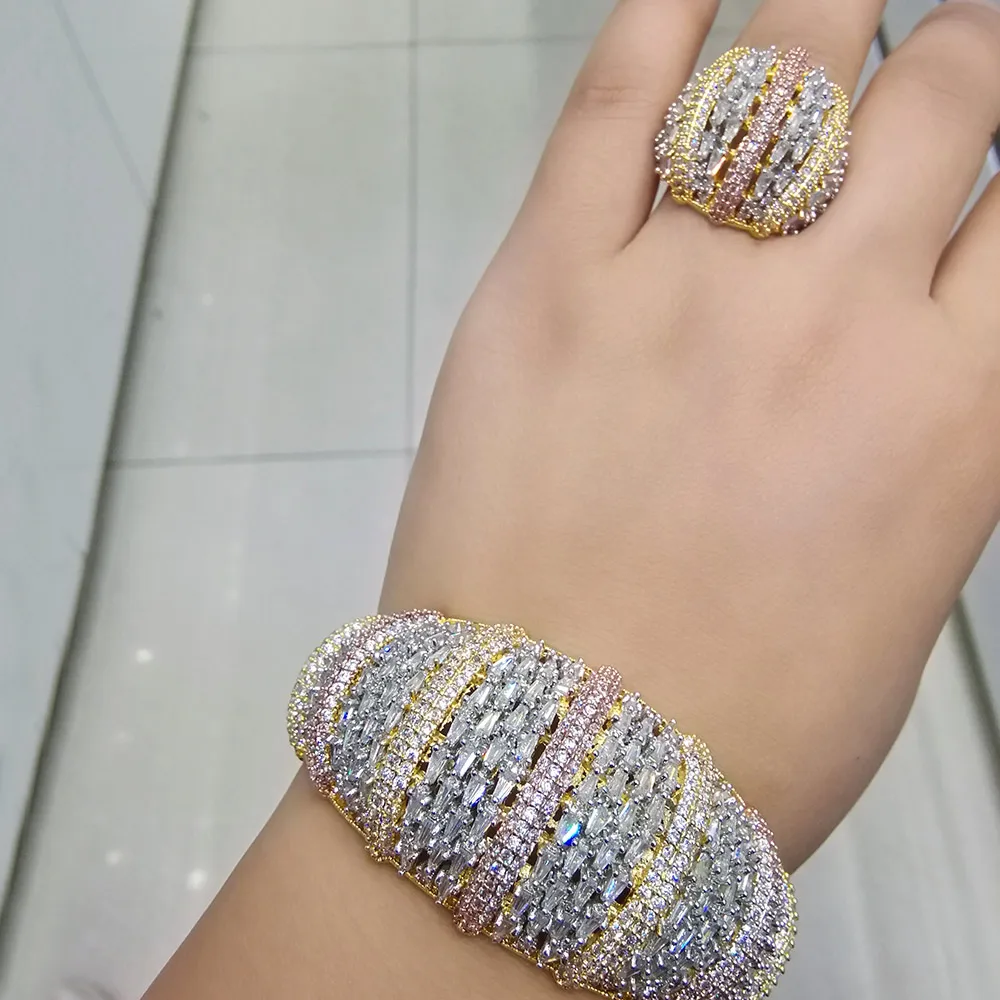 GODKI новый роскошный геометрические фигуры 3 шт Серьга браслет кольцо комплекты