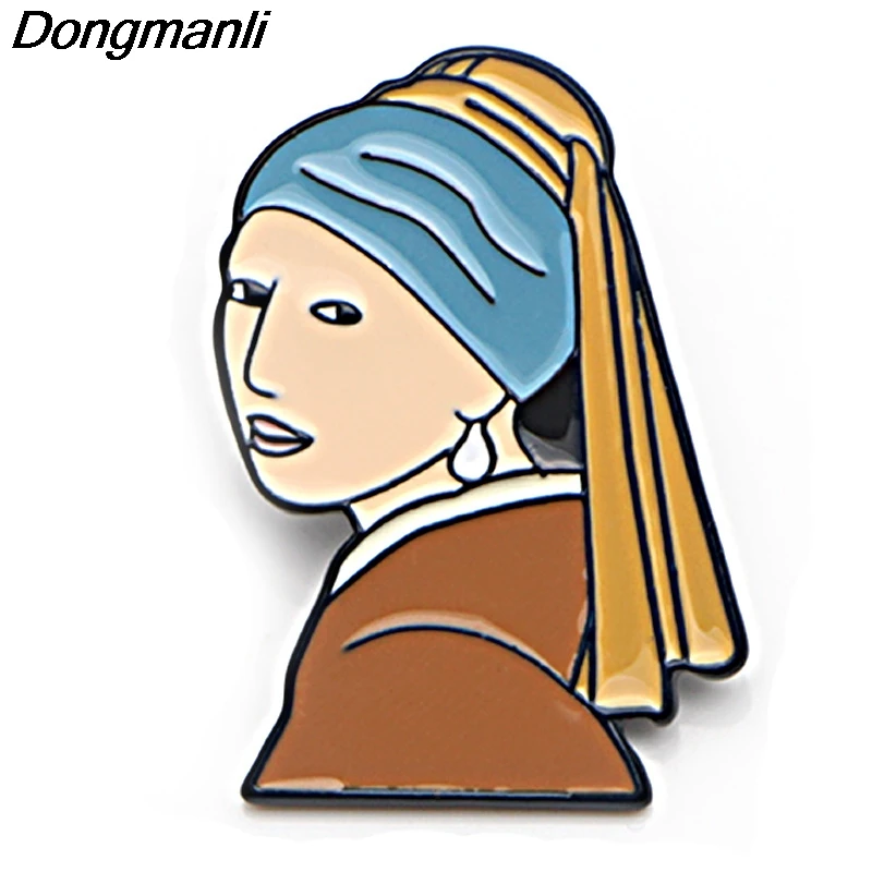P3797 Dongmanli Мода Ван Гог Эмаль Булавка коллекция искусство картина маслом Броши для женщин значок булавки на лацканы воротник ювелирные изделия - Окраска металла: 8