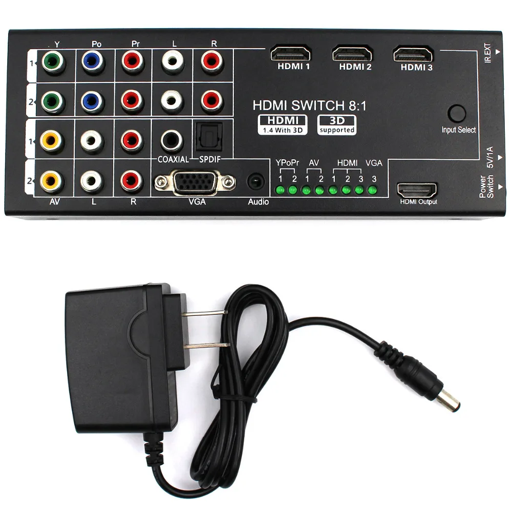 Многофункциональный HDMI конвертер переключатель 8 входов в + коаксиальный SPDIF