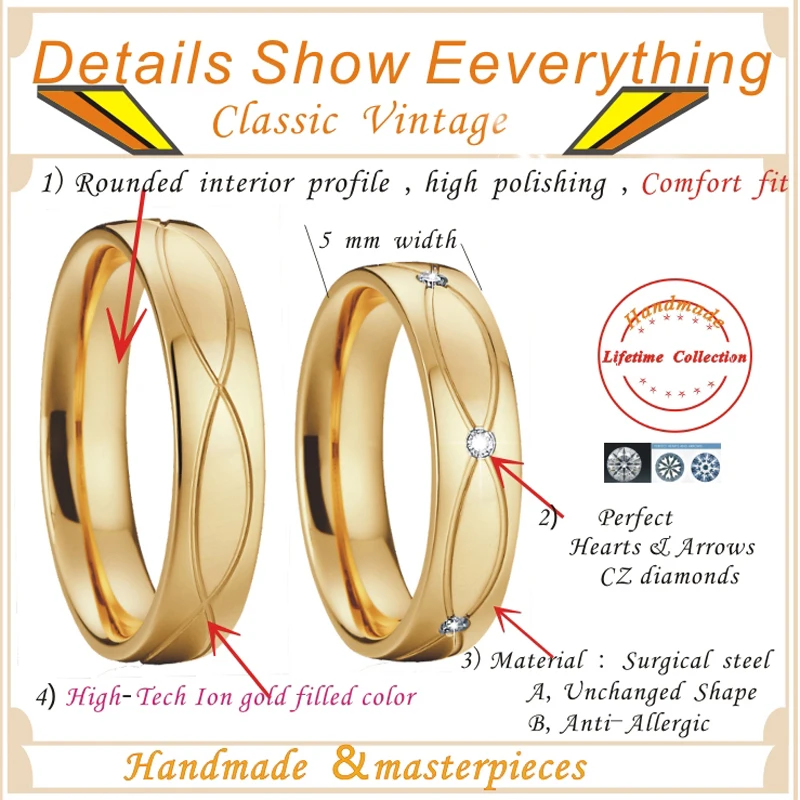 Набор свадебных колец из нержавеющей стали для женщин и мужчин|ring pair|women ringscouple rings