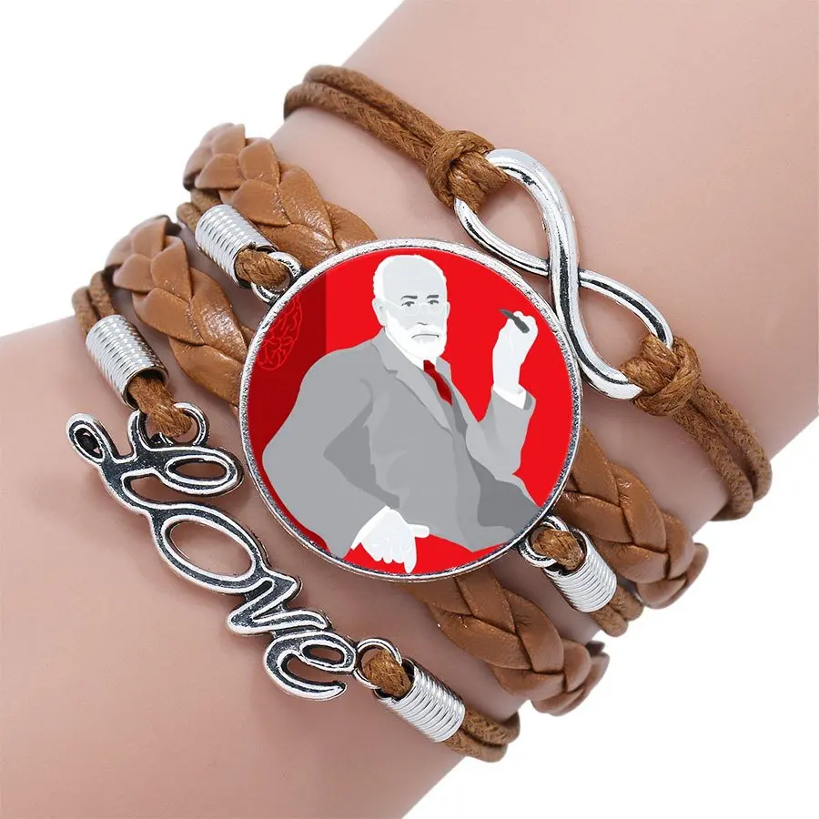 Мультяшная бижутерия со стеклянными кабошонами Sigmund Freud многослойный