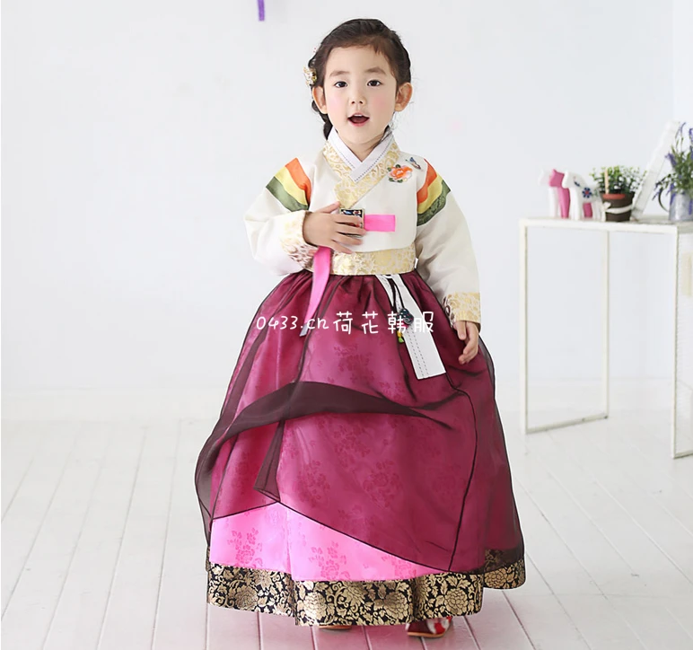 Детское вышитое корейское платье ханбок традиционный костюм для девочек