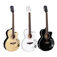 40 inch white black wood color acoustic guitar basswood body rosewood fingerboard guitarra with guitar tuner strings