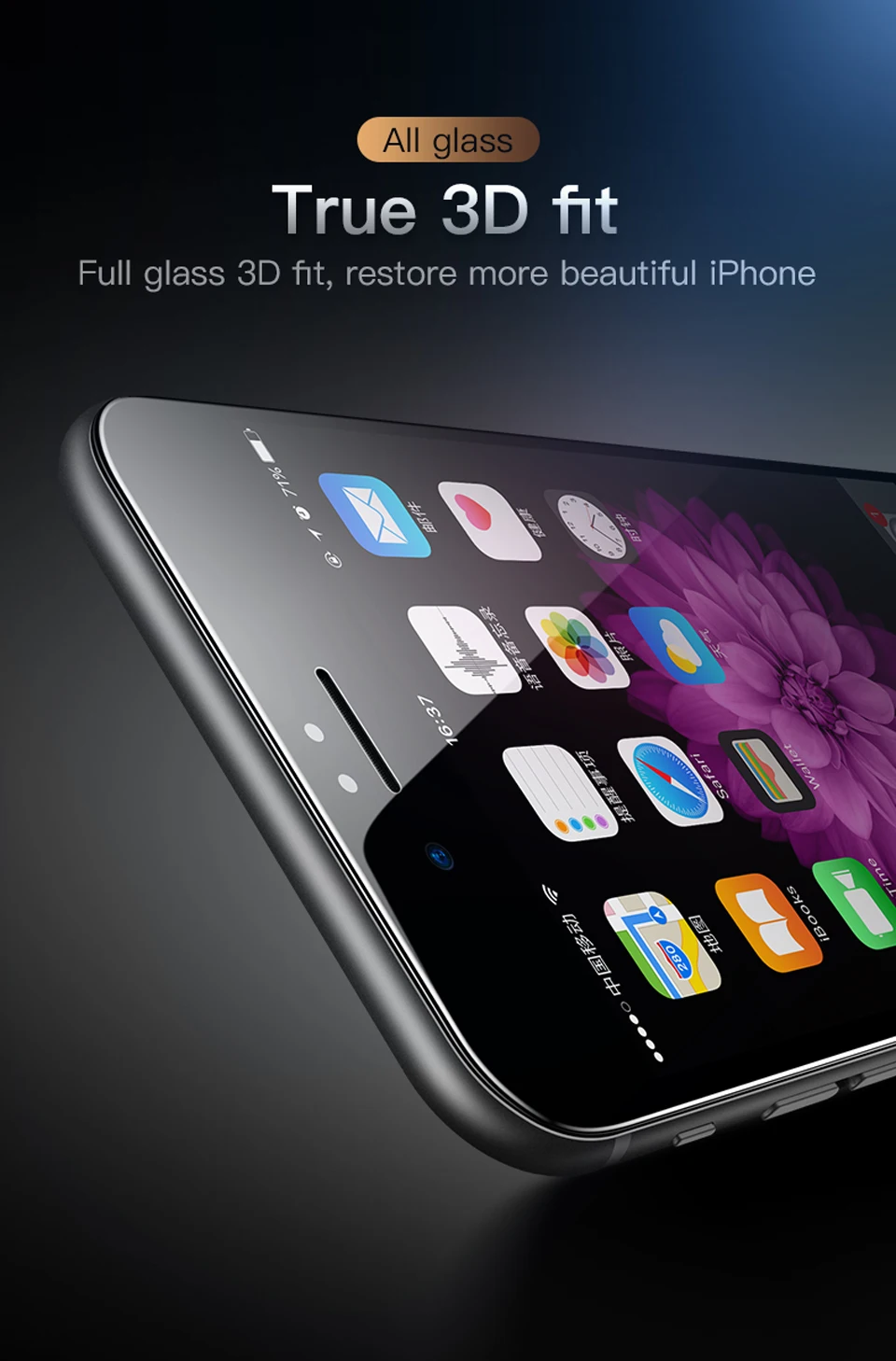 KUULAA защита экрана из закаленного стекла для iPhone 8, 7, 6, 6S Plus, мягкий 3D изогнутый полный Чехол, защитная пленка из закаленного стекла