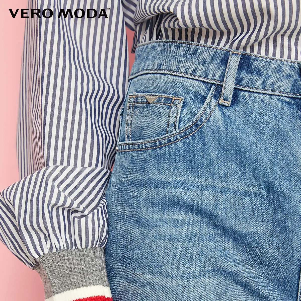 Vero Moda новые женские декоративные кольца с высокой талией Прямые укороченные джинсы | 318349551