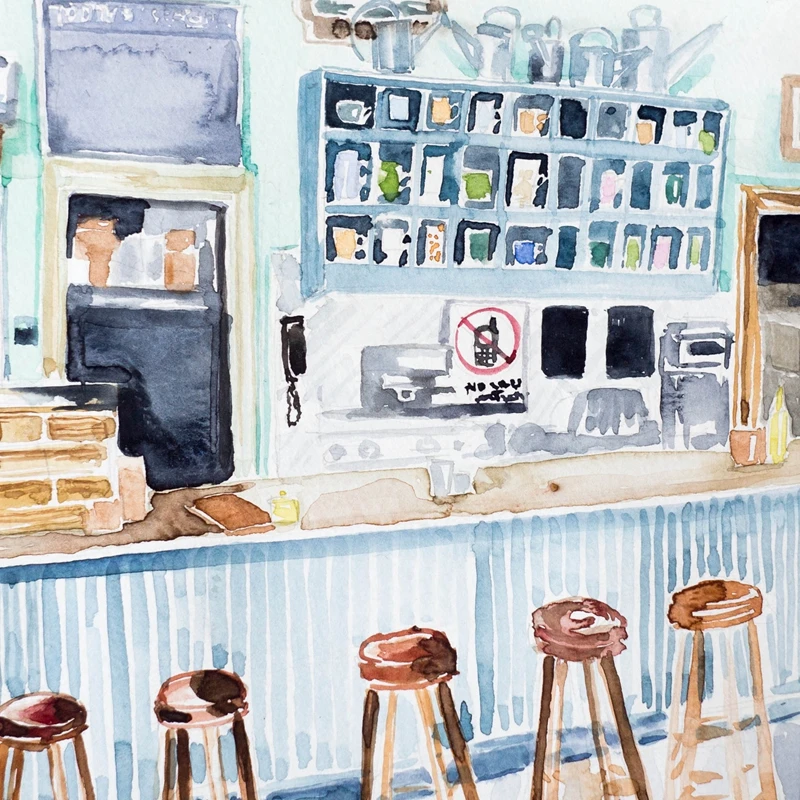 В Omnia Paratus принты Gilmore девушки ТВ-шоу плакат, акварельные Luke's Diner интерьер печати Холст Живопись стены Искусство Декор