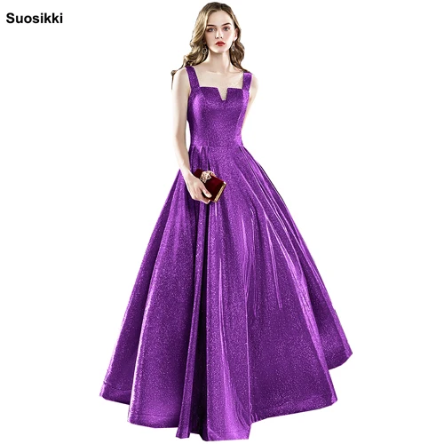 Фиолетовый Suosikki Новое индивидуальное вечернее платье vestido de festa Сексуальное Черное длинное платье с блестками для выпускного вечера Формальное вечернее платье - Цвет: Фиолетовый