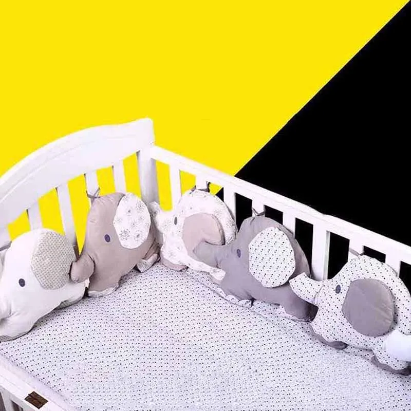 6 шт. бамперы для детской кроватки из хлопка с изображением животных слона мягкая