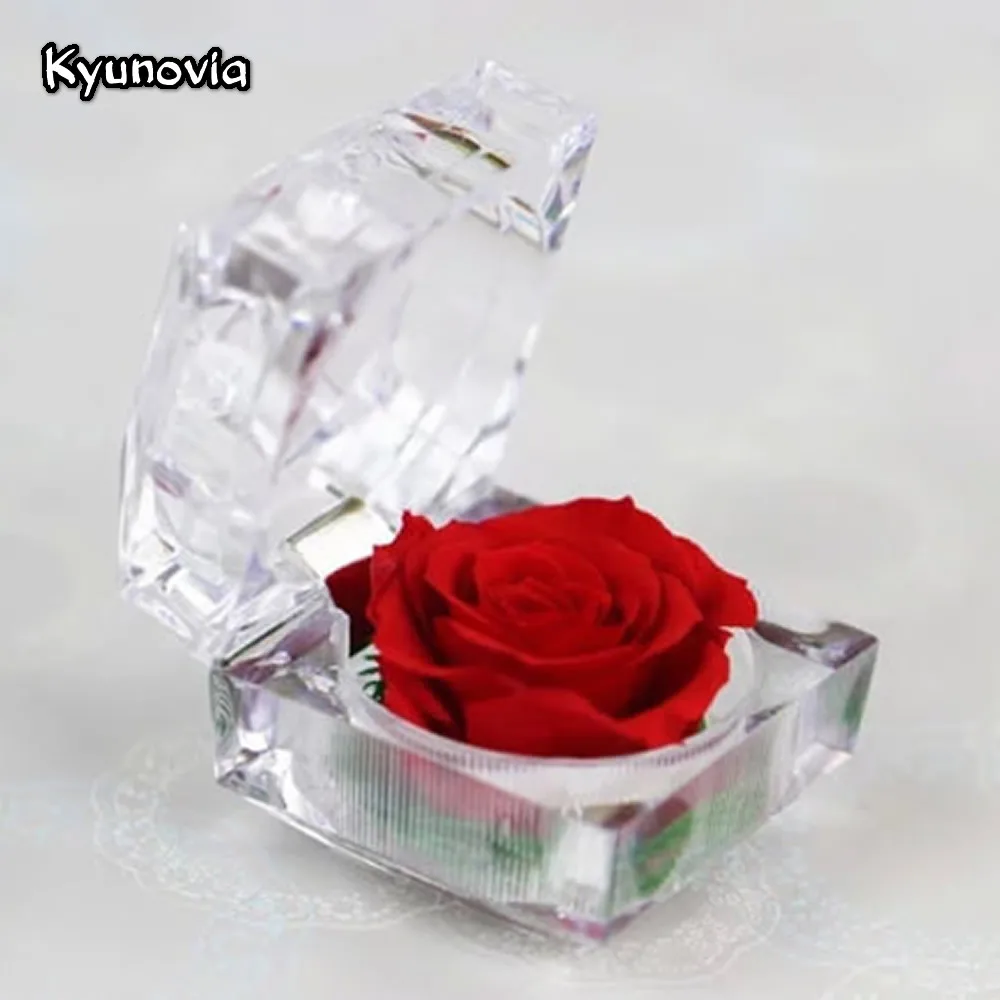 Kyunovia Мини акриловая коробка для колец 4 7*4 7 см сохраненный цветок розы
