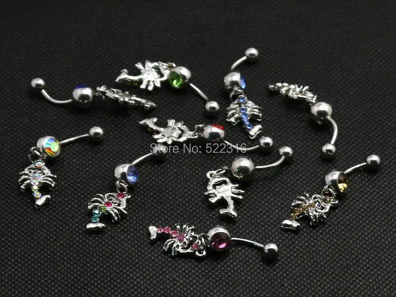 Подвеска в виде скорпиона кольцо для живота 10 шт. разные цвета хирургическая