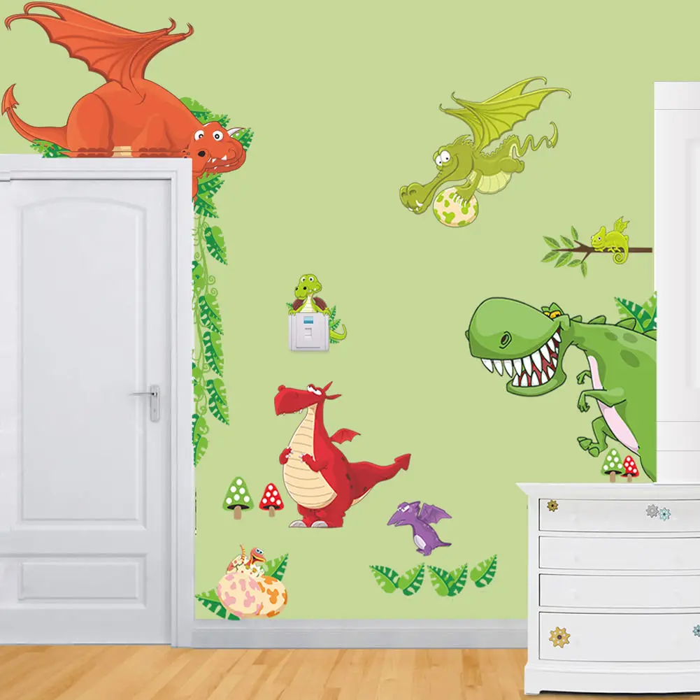 2016 новое поступление животных Динозавр Дракон виниловые наклейки на стену