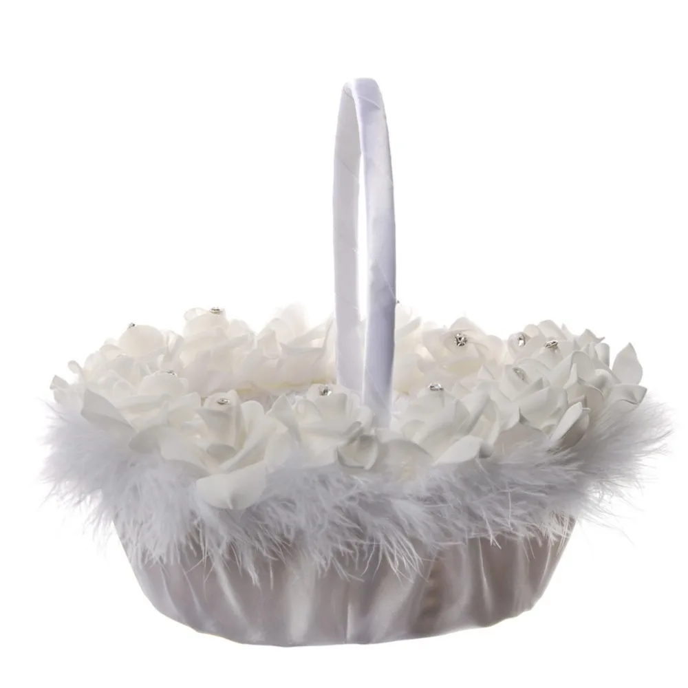 Белая корзина с романтическим бантом шелковая ткань свадебная церемония