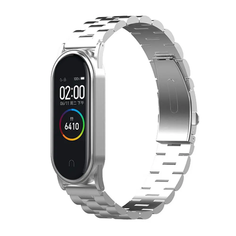 Сменный Браслет для Xiaomi Mi Band 4 браслет из нержавеющей стали роскошный серебристый