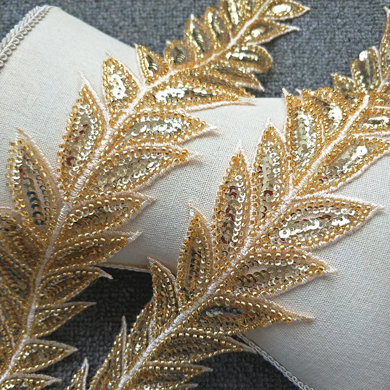 Новинка Ретро стиль Золотой лист вышивка бисером блестки пояс тиара свадебное