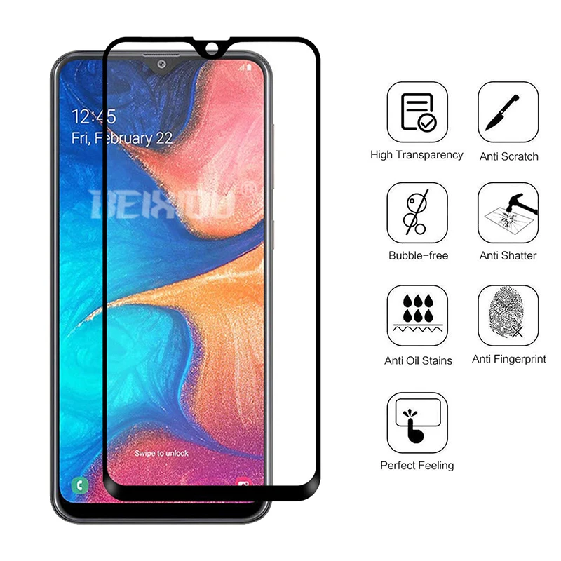 Закаленное стекло для samsung Galaxy A20 протектор экрана 9H полное покрытие закаленное