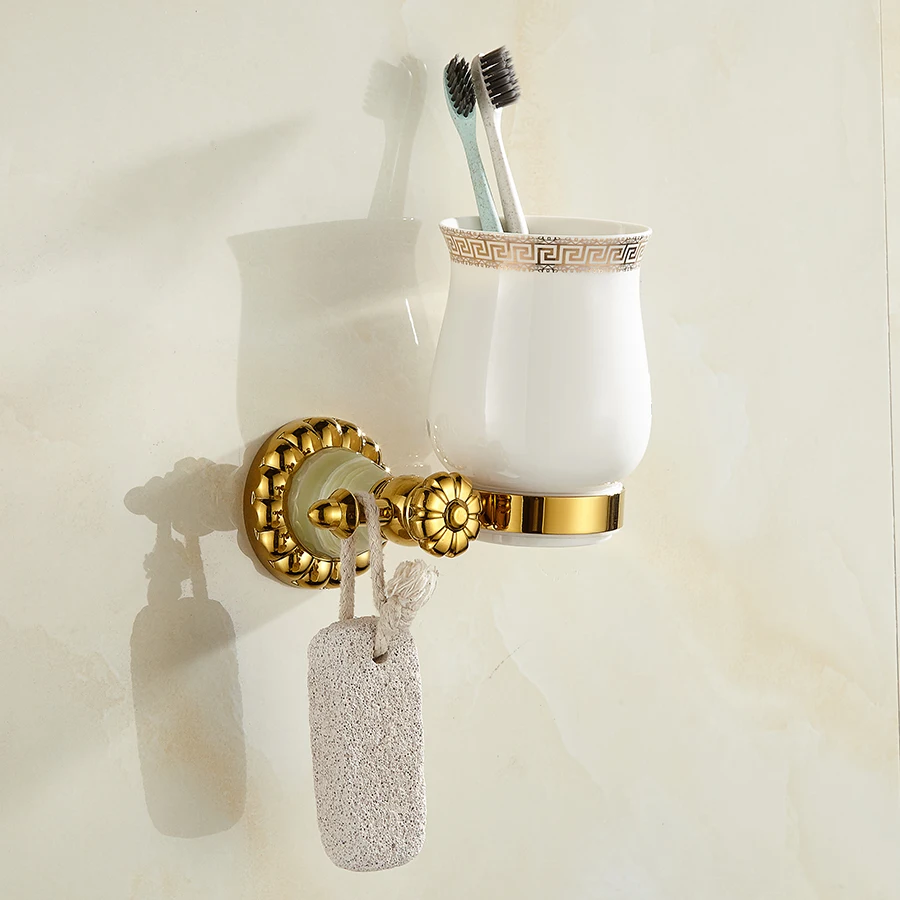 Solid Cup &amp Tumbler Holders Brass Glass Set Golden Toothbrush Accessories | Обустройство дома
