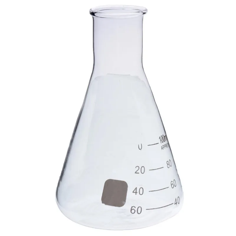 KICUTE 100 мл прозрачная коническая фляжка, стеклянная научная фляга Erlenmeyer, лабораторная школьная учебная поставка, прочная лабораторная стеклянная посуда