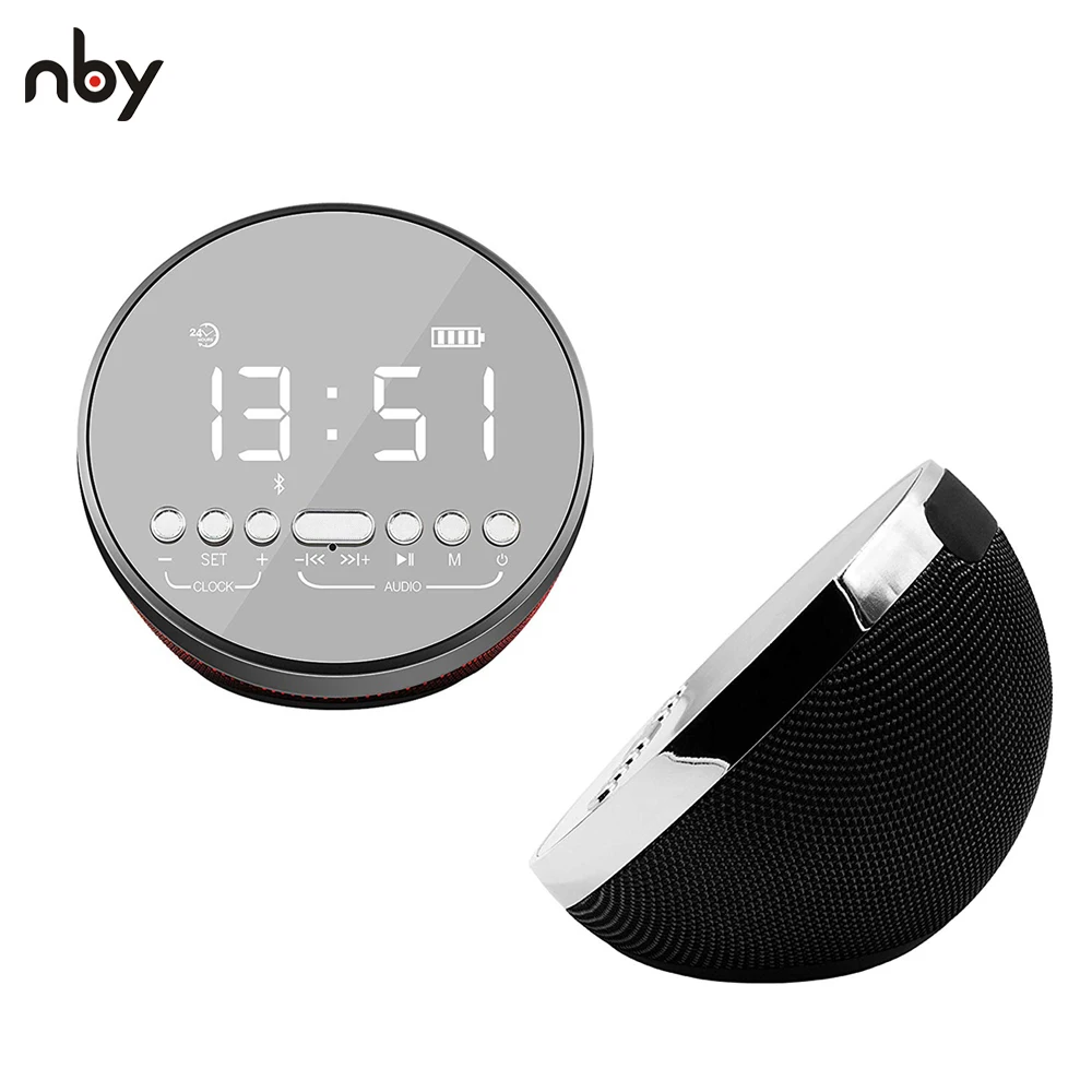 NBY Будильник Bluetooth динамик 5 Вт сабвуфер Портативный беспроводной круглый с