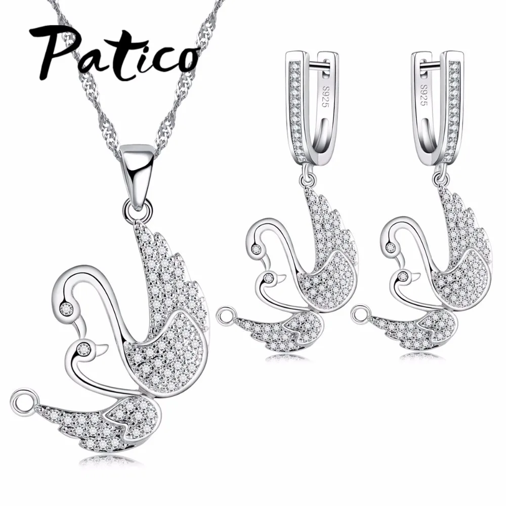 

Ювелирные изделия из серебра 925 пробы с кристаллами, свадебные аксессуары, комплекты украшений для невесты, ожерелье и серьги, ювелирные изд...