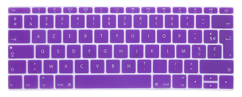 Фиолетовый Французская клавиатура протектор для macbook retina 12 pro13 ЕС-введите A1708 A1534 A1931 крышка клавиатуры ноутбука аксессуары пленка для ноутбука - Цвет: Фиолетовый