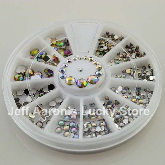 6 шт./лот разноцветные круглые блестящие стразы с плоской спинкой для ногтей