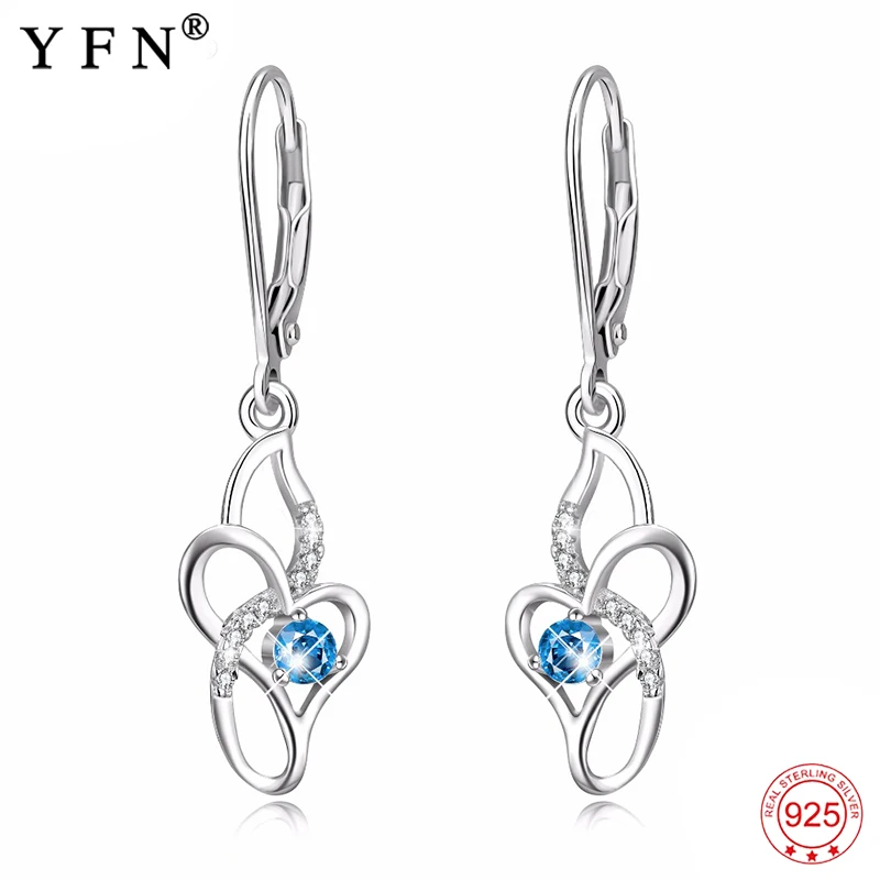 Женские серьги подвески из серебра 925 пробы с синим кристаллом|earrings for|drop earringsearrings