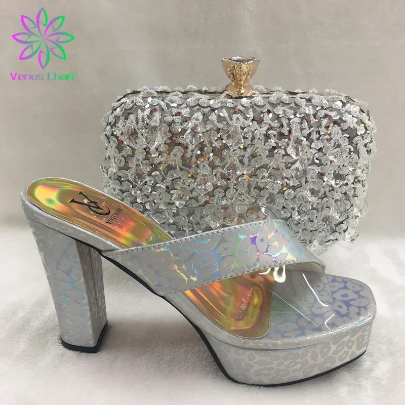 Latest Design Italian Shoes and Bag to Match Set Nigerian Women Wedding Shoes and Matching Bags High Quality Party Shoes and Bag