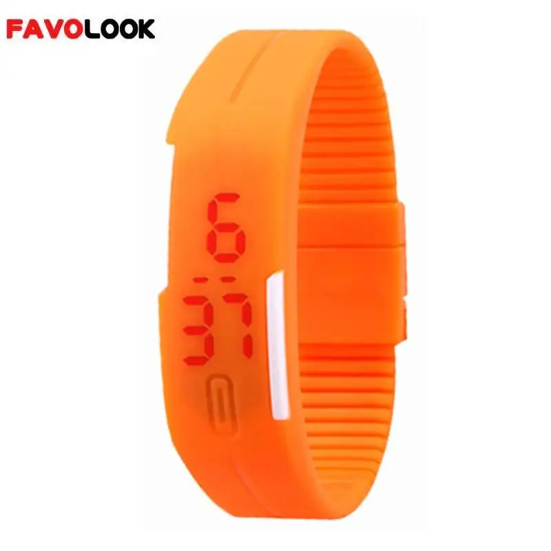 Горячая Мода Спорт светодиодный часы силиконовой резины Сенсорный экран