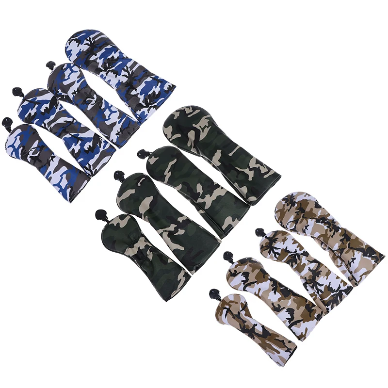 

4Pcs PU Golf Head Covers for #1 Driver #3 #5 Fairway Woods Clubs Headcovers Camouflage Pattern Dustproof Covers