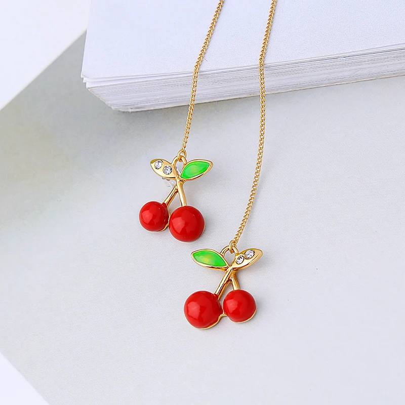 Charm Zircon Sweet Fruit Red Cherry Long Earrings For Women Lovely Ear Line Threader Best Gift Fashion Jewelry | Украшения и
